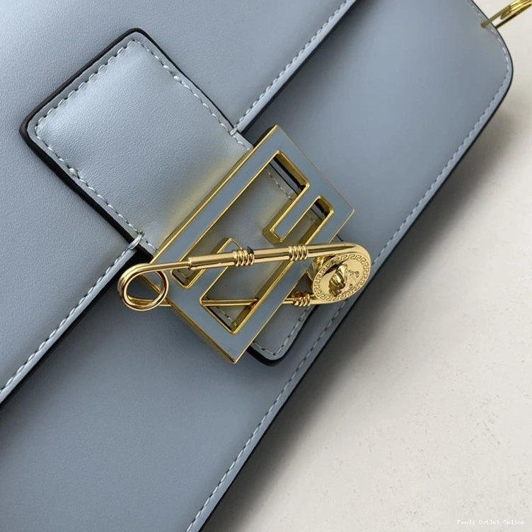 Affordable Blue Calf Bag Medium Leather Baguette Fendi In with Brooches Sky Fendace Pin 0810